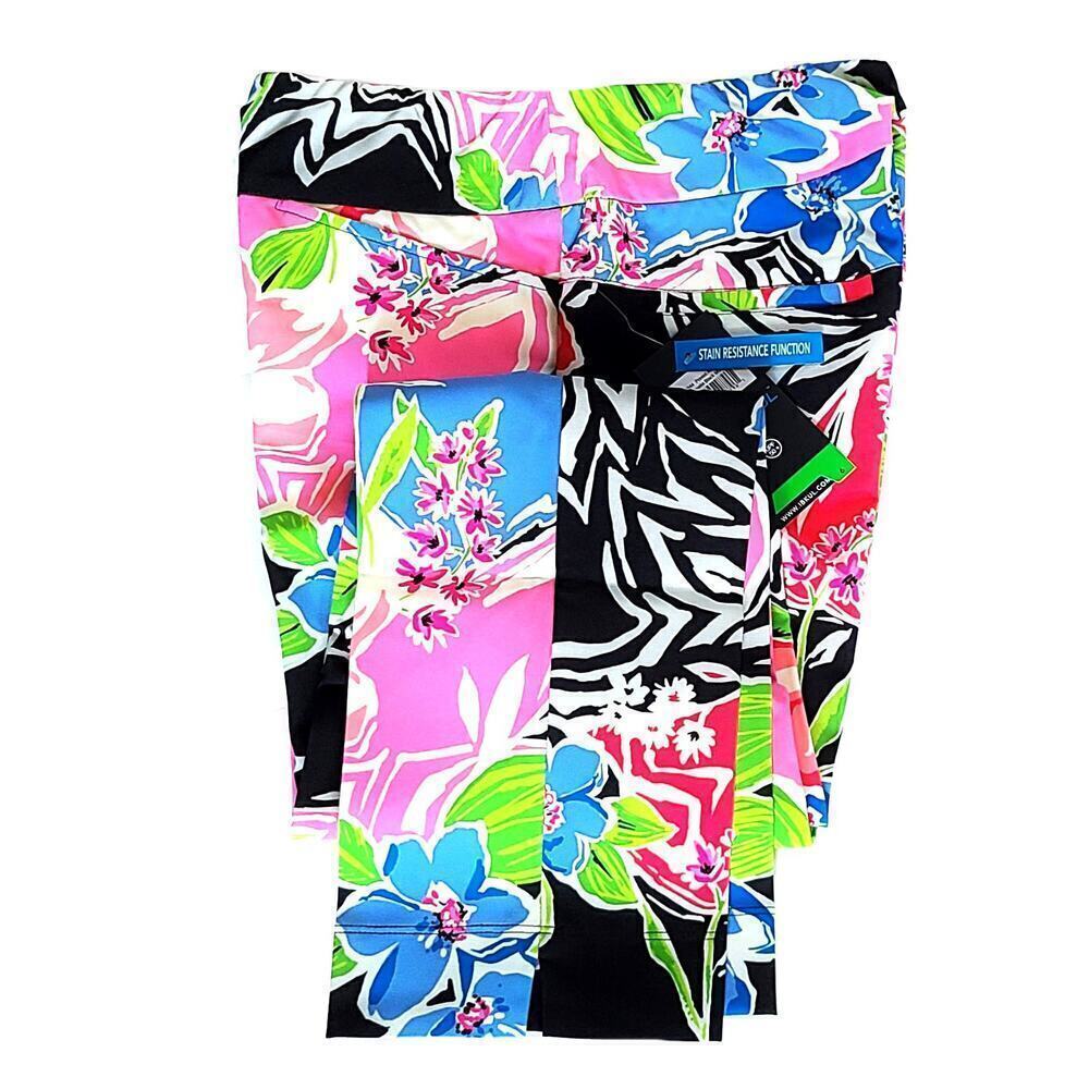 NWT IBKUL Amelia Floral Print High Rise Tummy-control UPF 50+ Ankle Pants - Picture 4 of 8